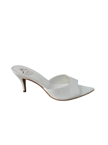 Sandalia blanca sueco taco fino medio Lolys