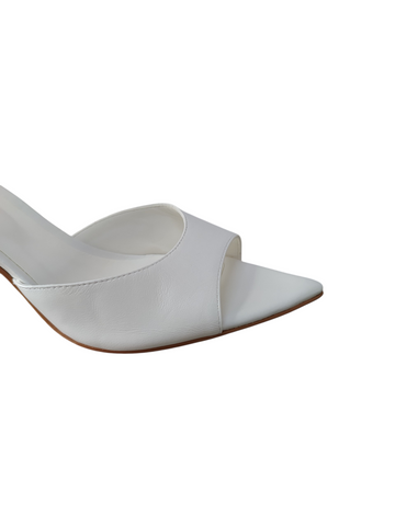 Sandalia blanca sueco taco fino medio Lolys