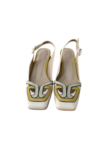 Zapato combinado destalonado taco cuadrado bajo Lolys
