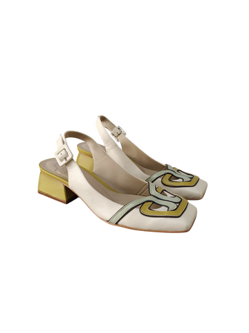 Zapato combinado destalonado taco cuadrado bajo Lolys