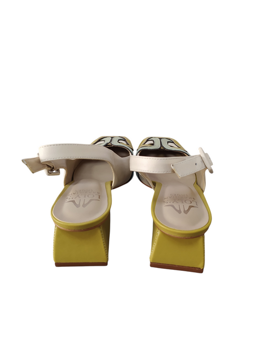 Zapato combinado destalonado taco cuadrado bajo Lolys