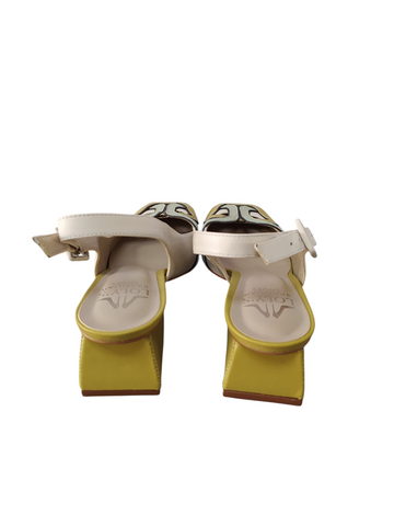 Zapato combinado destalonado taco cuadrado bajo Lolys