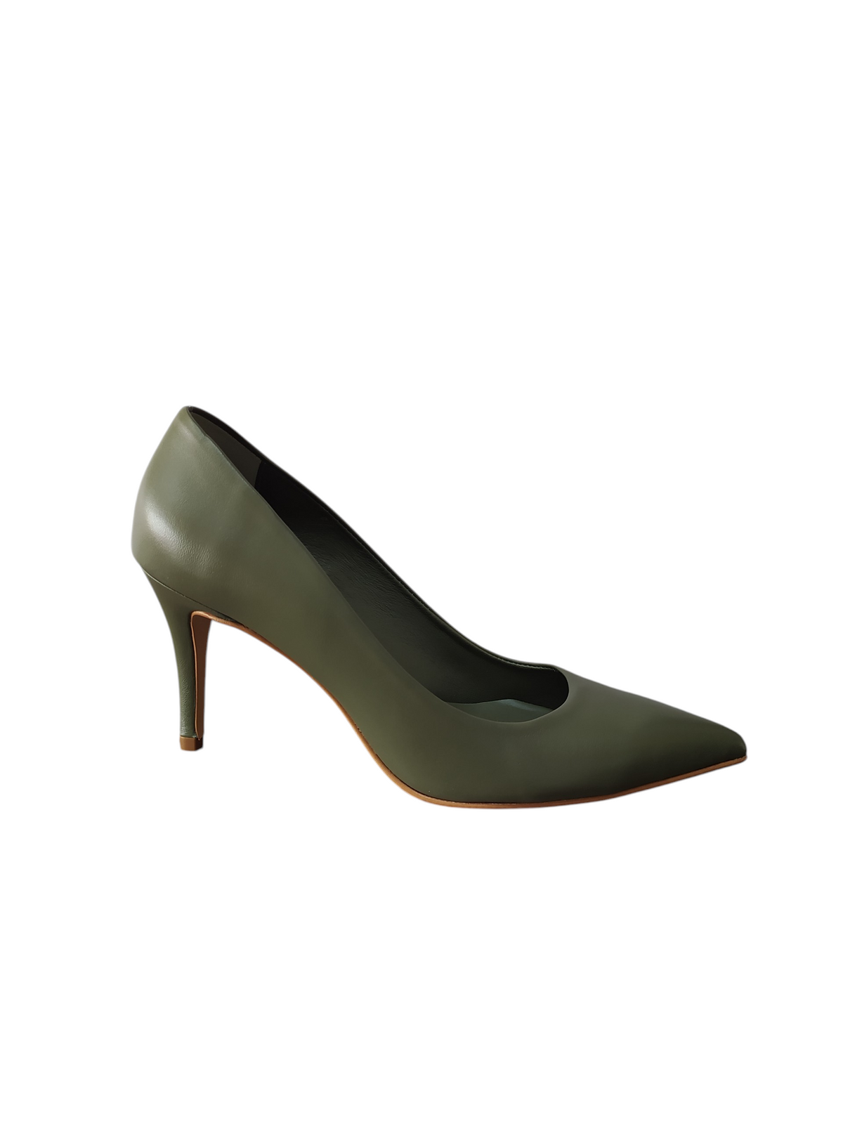 Stiletto básico verde oliva taco fino alto Lolys