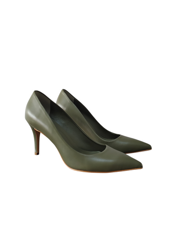 Stiletto básico verde oliva taco fino alto Lolys