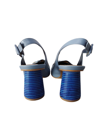 Zapato combinado destalonado taco redondo azul alto Lolys
