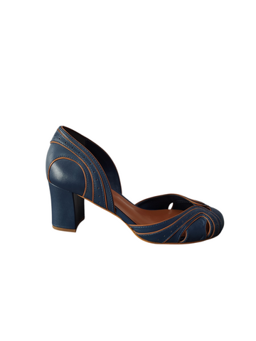Zapato azul taco bloque medio Lolys