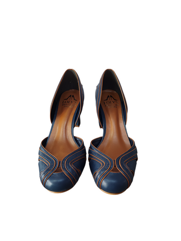Zapato azul taco bloque medio Lolys