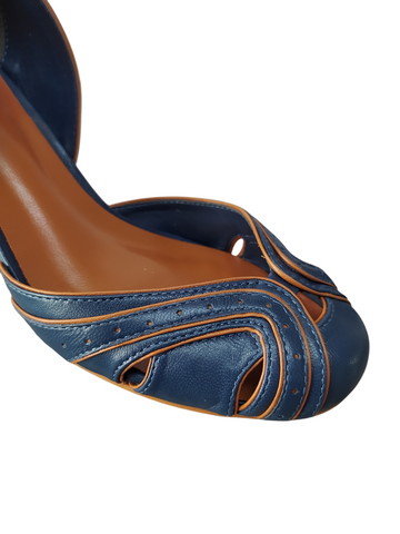 Zapato azul taco bloque medio Lolys