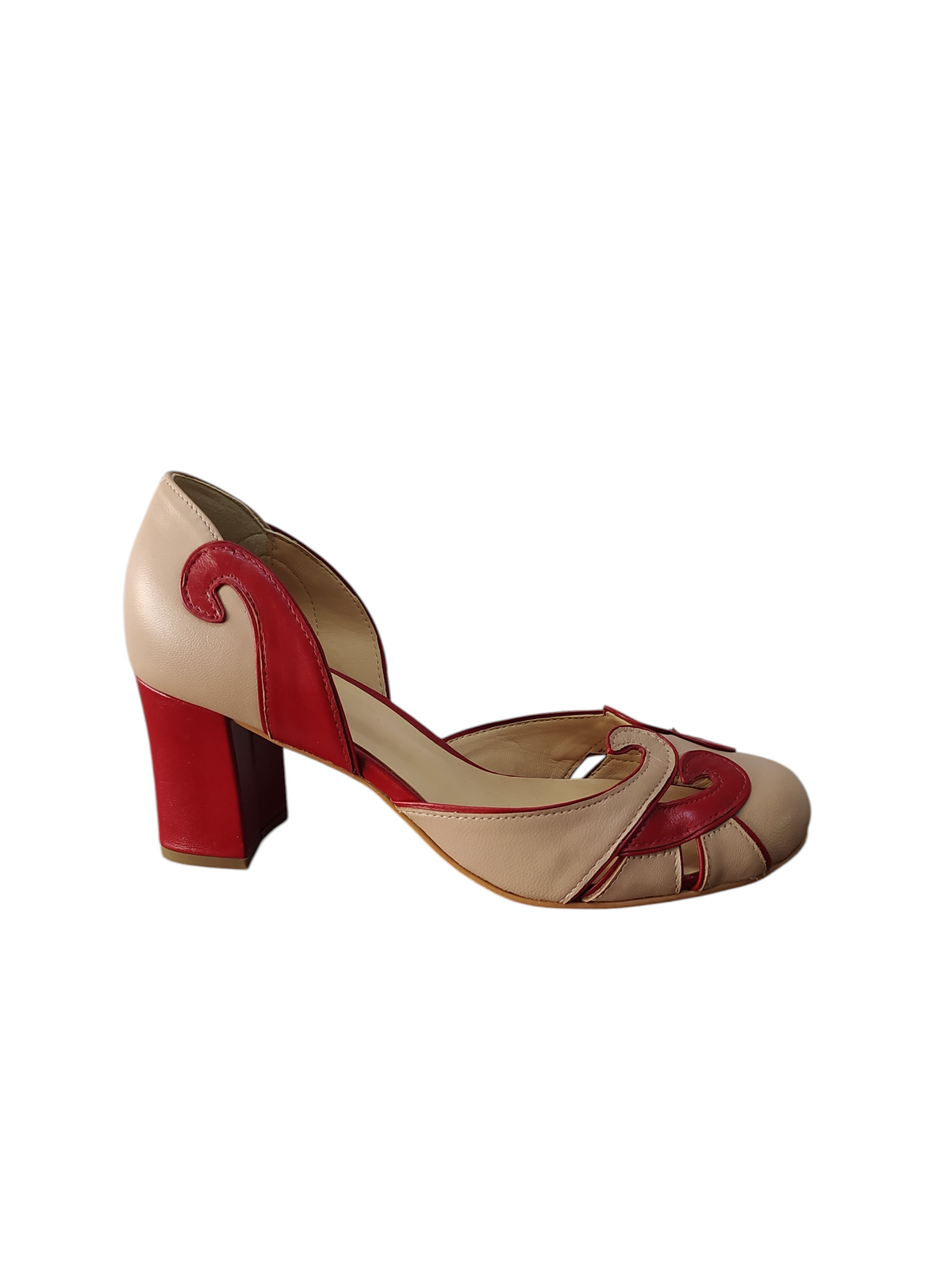 Zapato rosa/vino taco bloque medio Lolys