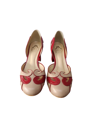 Zapato rosa/vino taco bloque medio Lolys