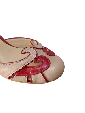 Zapato rosa/vino taco bloque medio Lolys