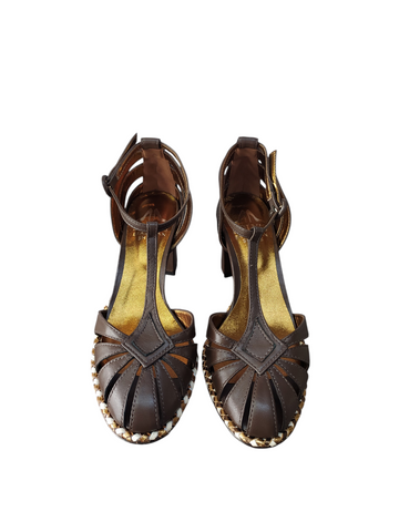 Zapato chocolate canasta taco bloque medio Lolys
