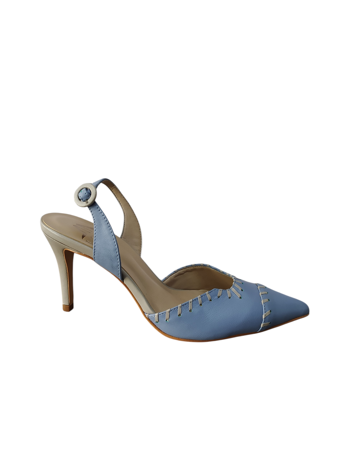 Stiletto celeste destalonado taco medio fino Lolys
