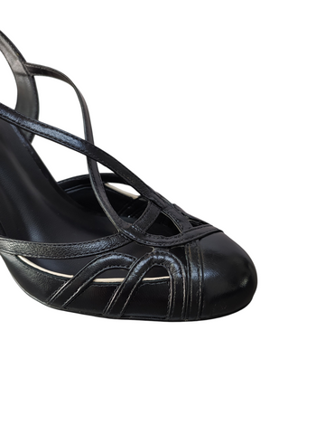 Zapato negro tiras destalonado taco bloque alto Lolys