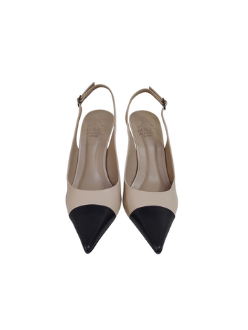 Stiletto bicolor beige/negro taco fino alto Lolys