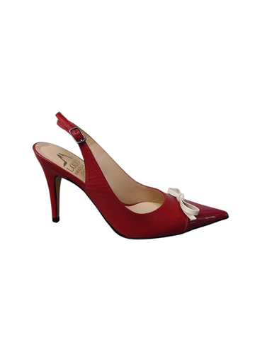 Stiletto bicolor vino con lazo beige taco fino alto Lolys