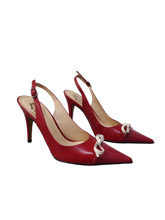 Stiletto bicolor vino con lazo beige taco fino alto Lolys