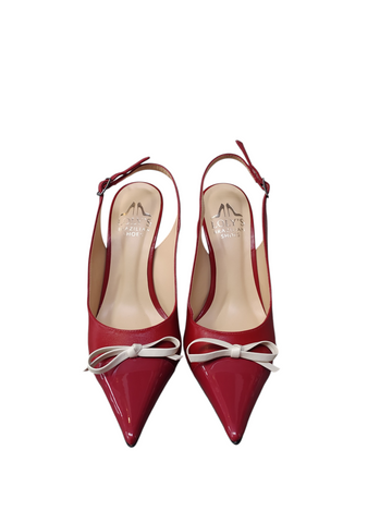 Stiletto bicolor vino con lazo beige taco fino alto Lolys