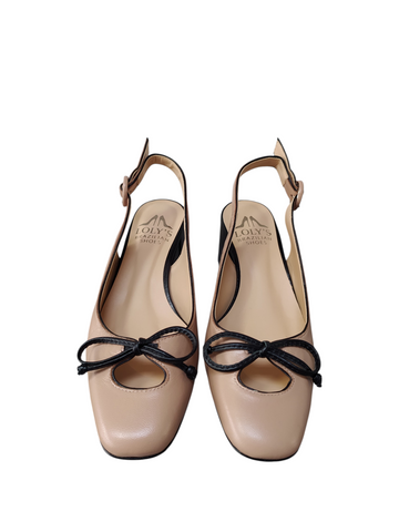 Zapato nude lazo negro taco bloque medio Lolys